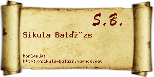 Sikula Balázs névjegykártya